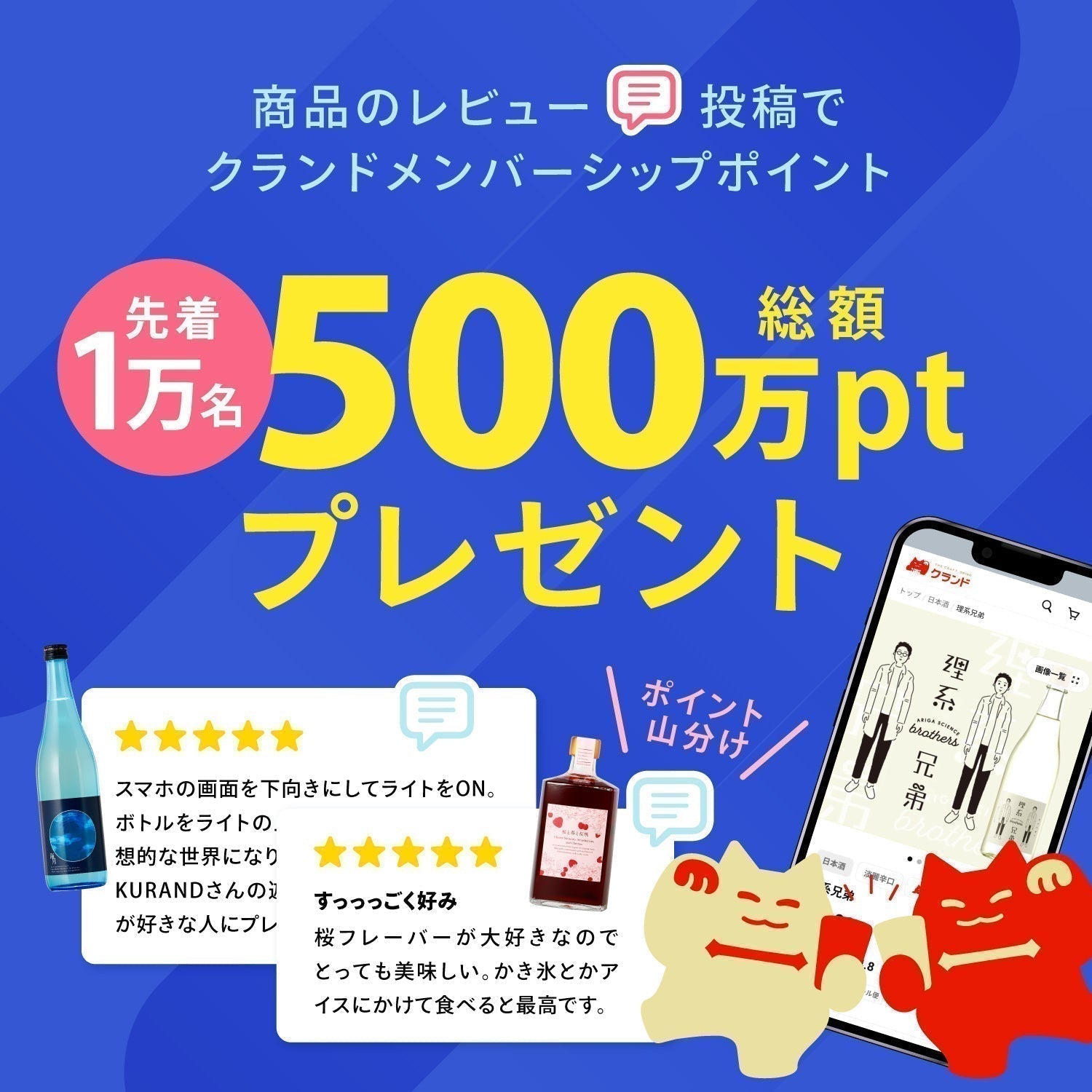 【総額500万ポイント！】先着1万名さまにレビューポイントを山分け！ レビューポイントキャンペーン