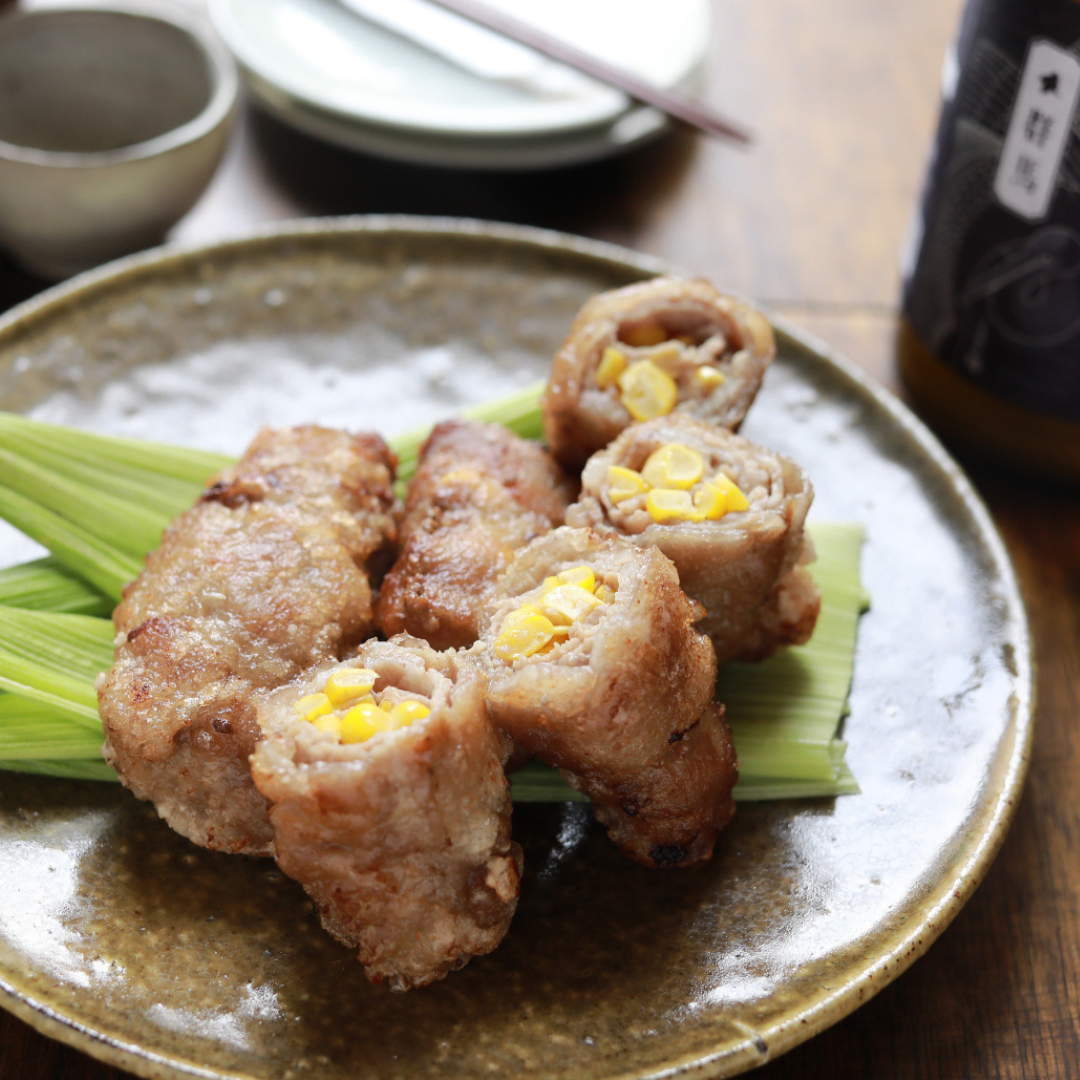 プチプチ食感も楽しい「とうもろこしと豚肉のロール唐揚げ」