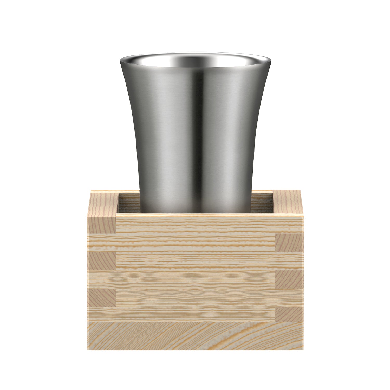 魔法瓶構造の枡付き冷酒タンブラー