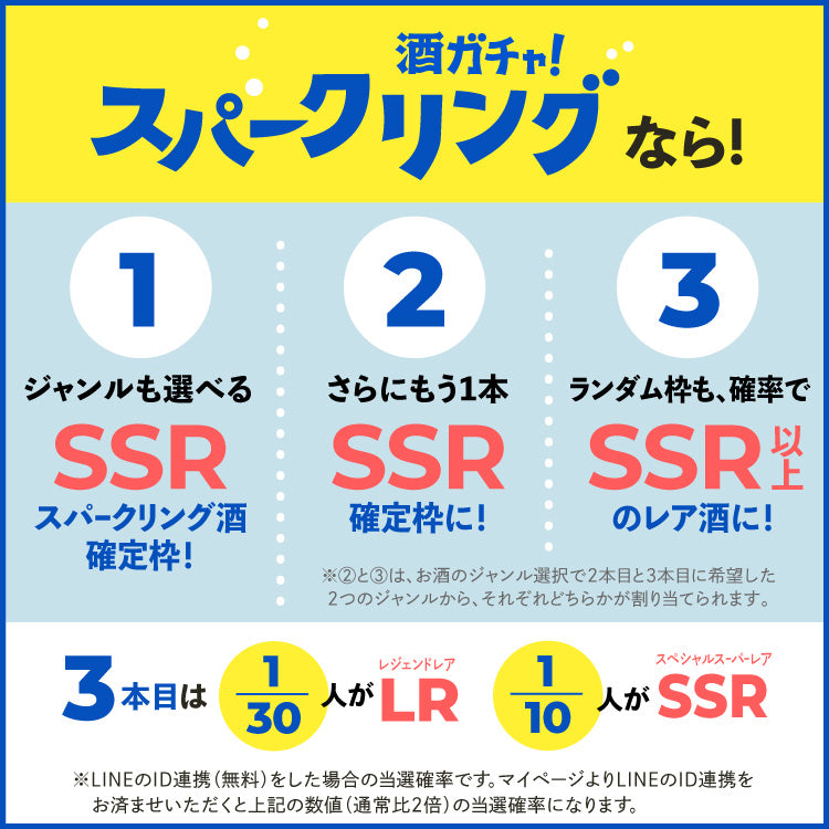 【500セット限定ビール付き】ジャンルが選べる！スパークリング3連酒ガチャ