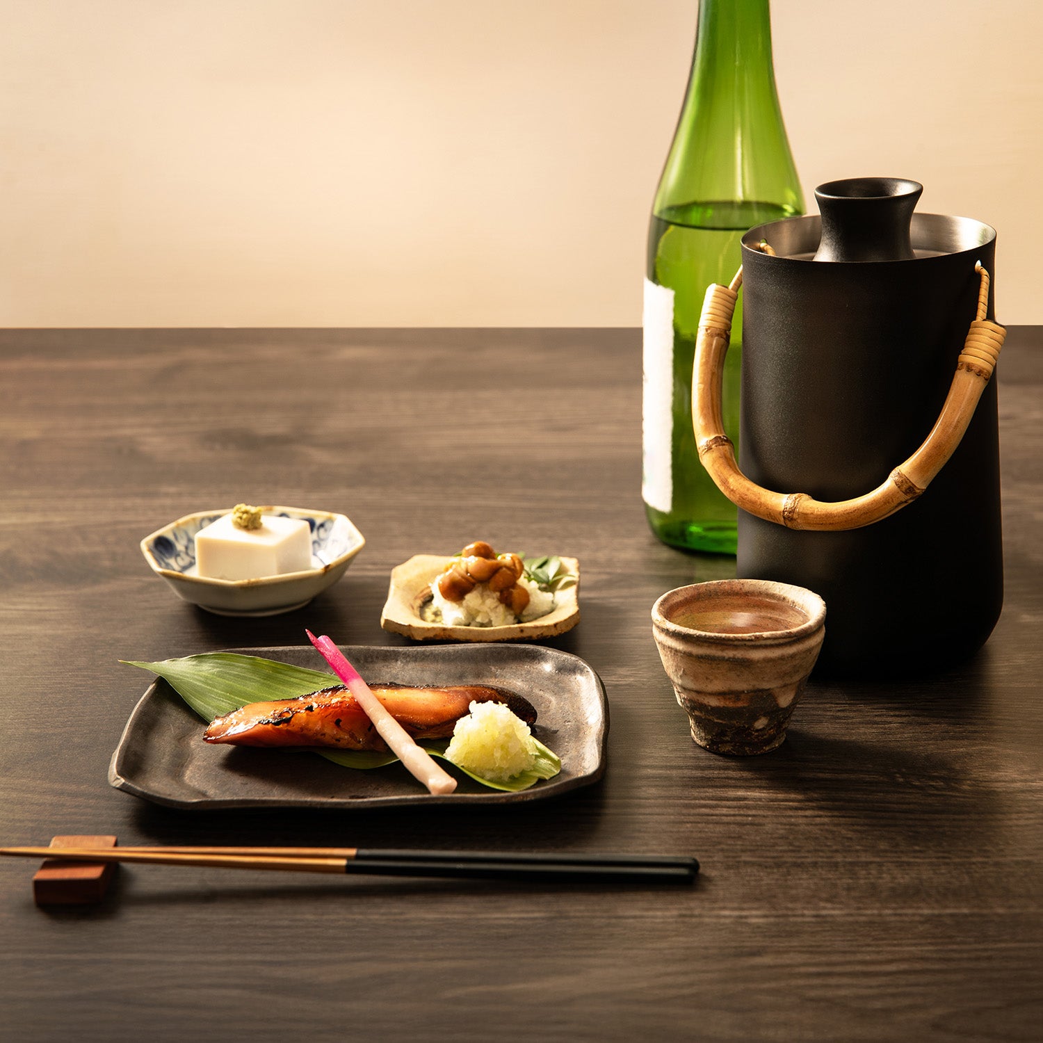 鉄器 暖炉 燗炉 煎茶器 置物 湯煎式の酒燗器セット / ブラック | の酒器・グラス | クラフト酒