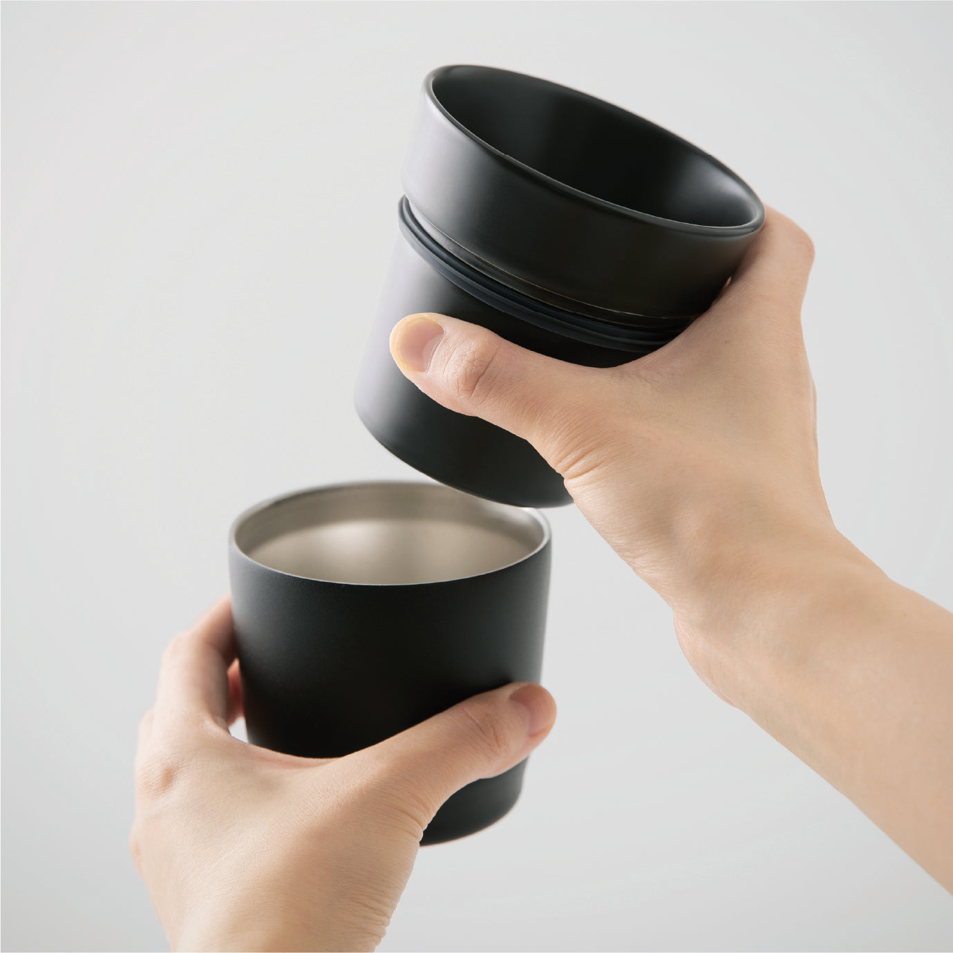 魔法瓶構造の焼酎タンブラー / ブラック