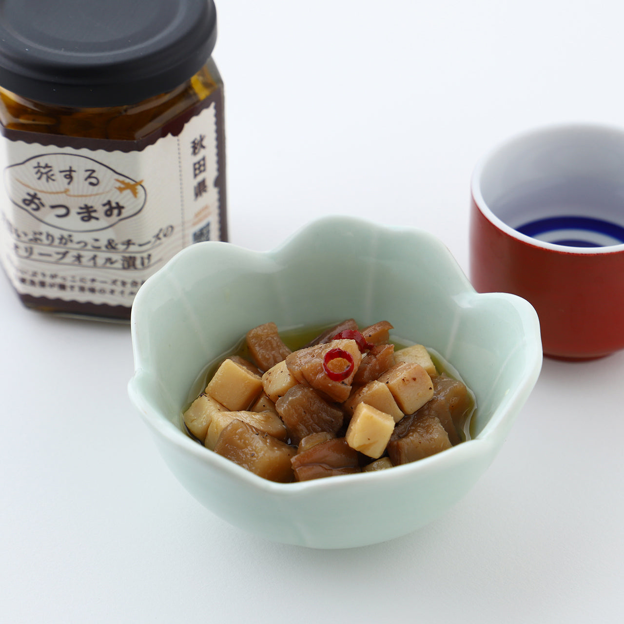 旅するおつまみ 芳醇いぶりがっこ＆チーズのオリーブオイル漬け