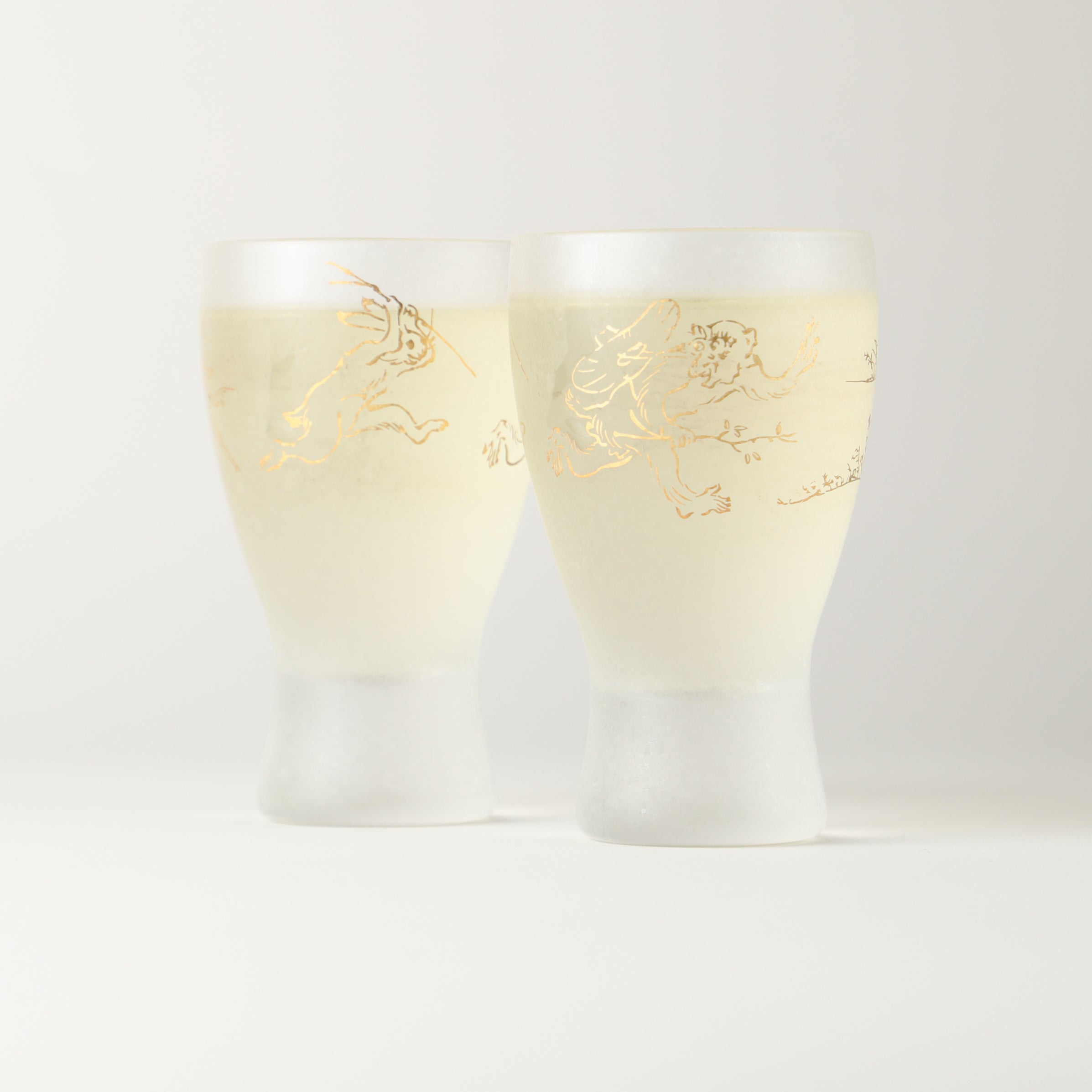 鳥獣戯画の絵柄があしらわれた日本酒グラス / ペアセット | の酒器