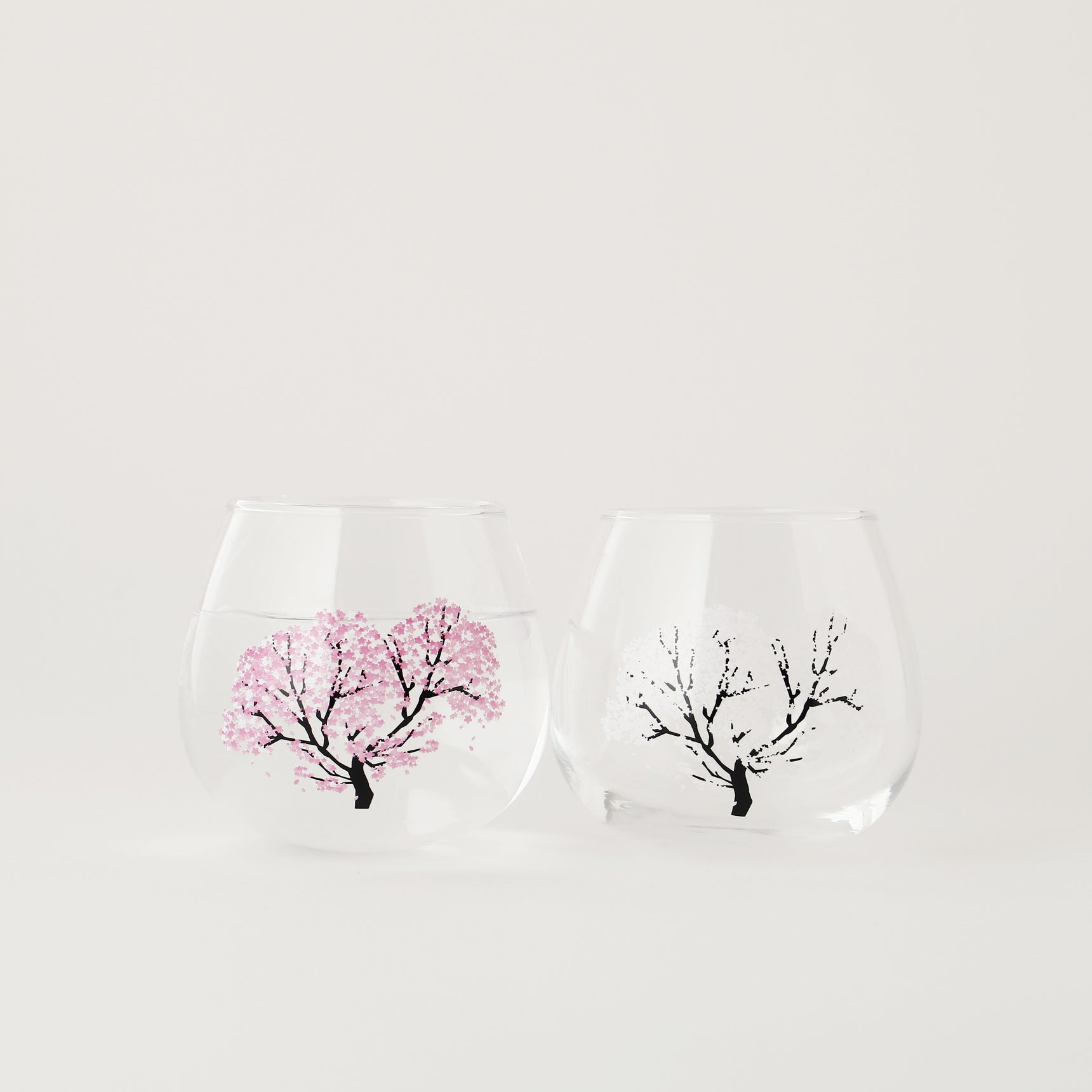 冷たい飲み物を注ぐと桜が浮き出るグラス / ゆらゆら