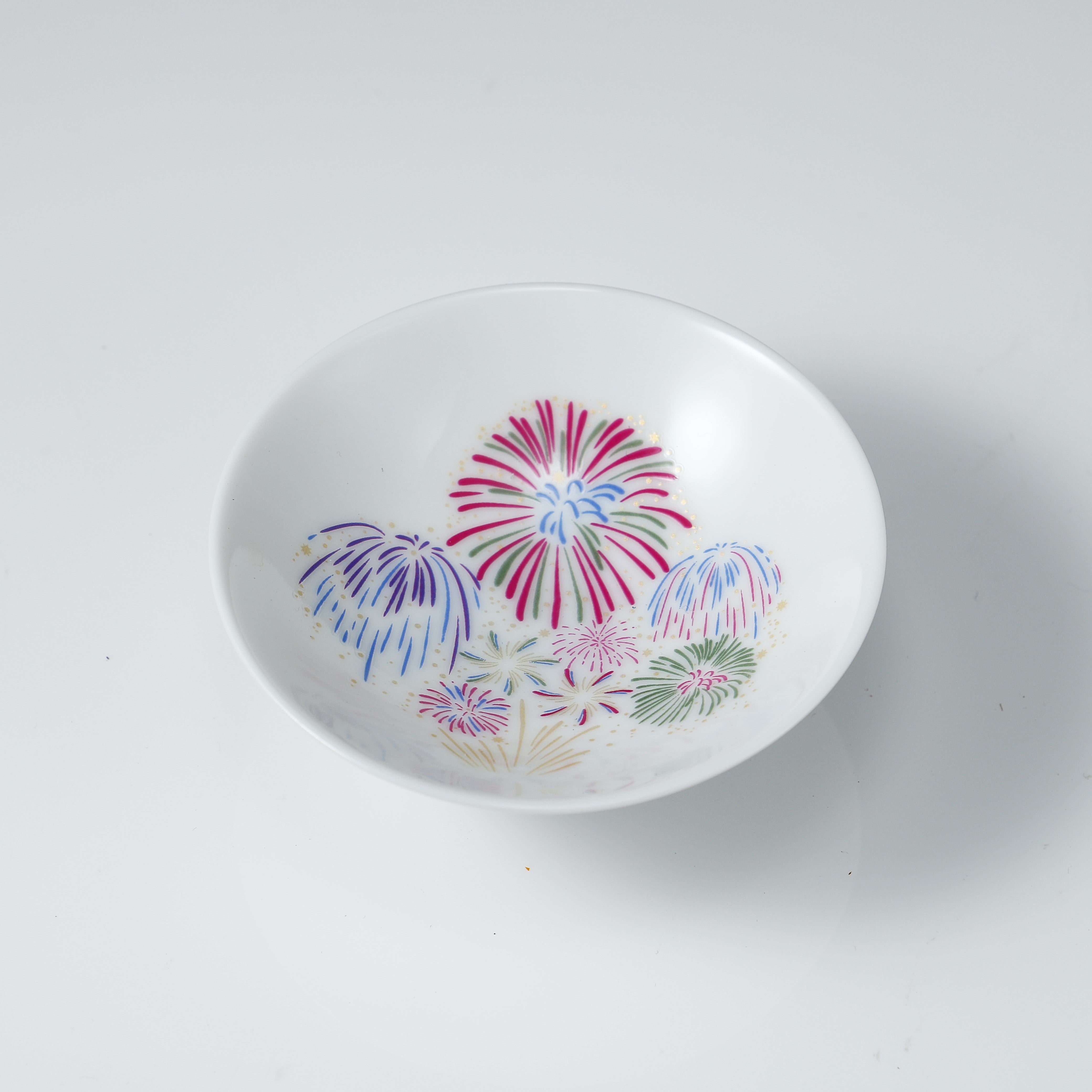 冷たい飲み物を注ぐと花火が浮き出る平盃 / 白 | の酒器・グラス