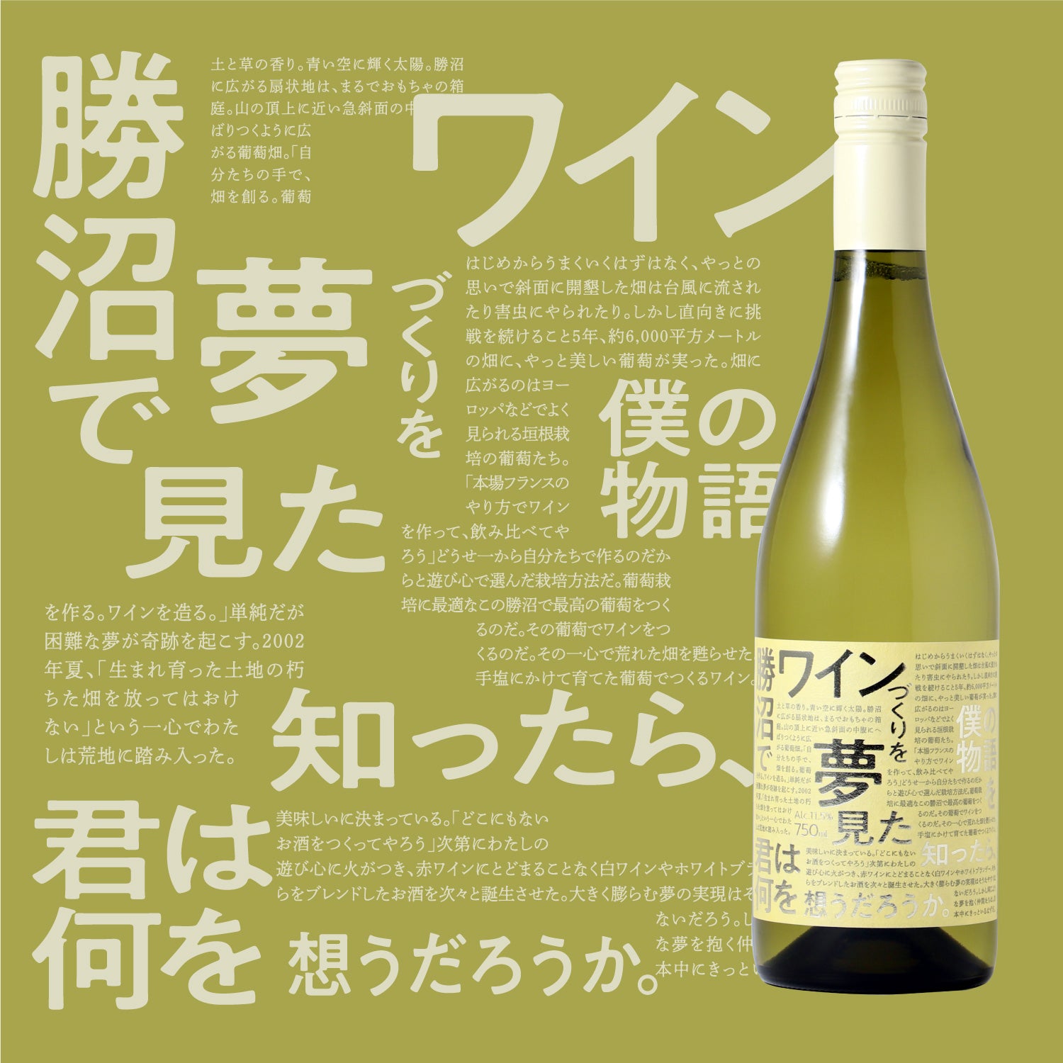 勝沼でワインづくりを夢見た僕の物語を知ったら、君は何を想うだろうか。