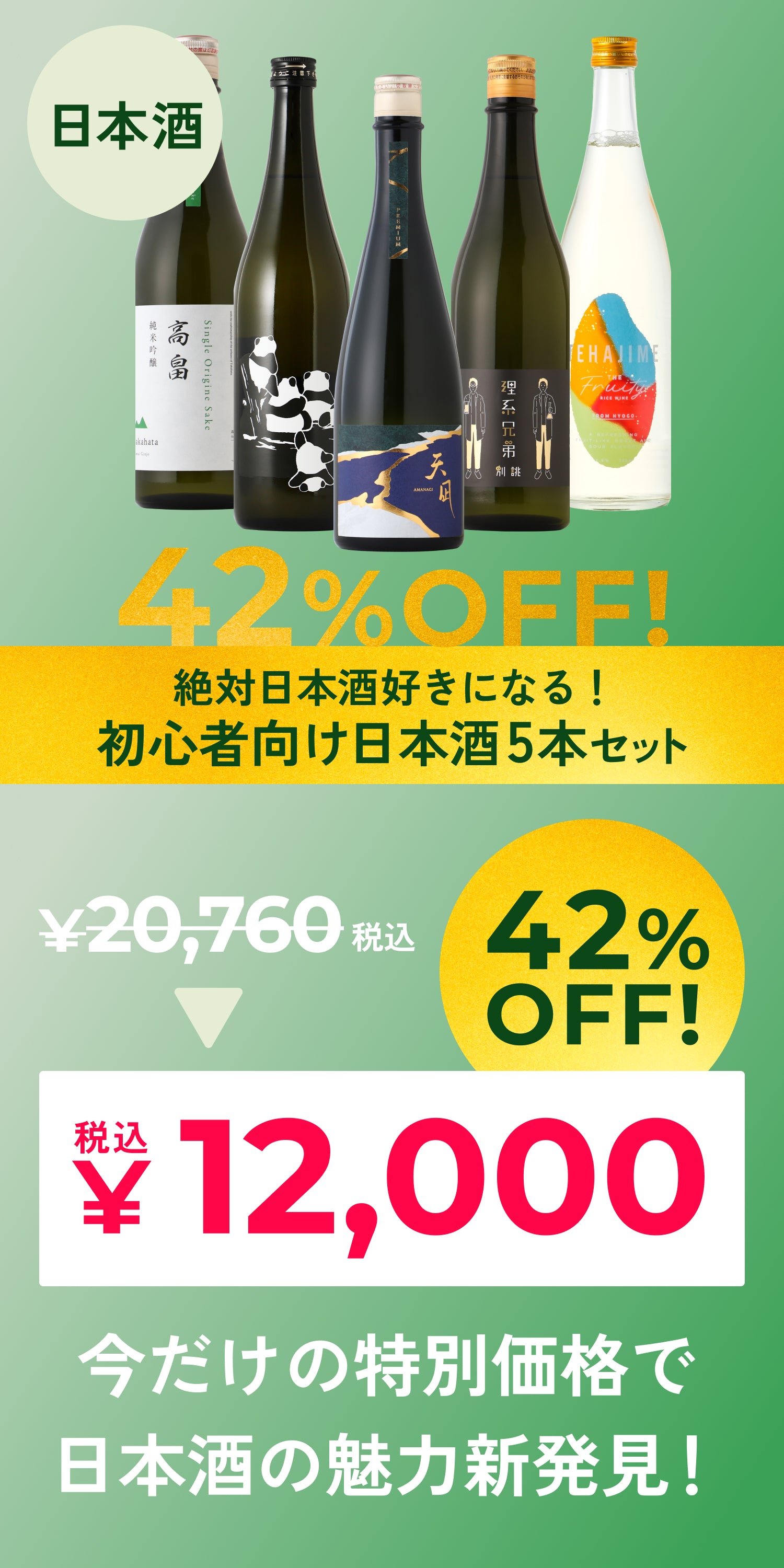 42％OFF！】絶対日本酒好きになる！初心者向けマジ得日本酒5本セット