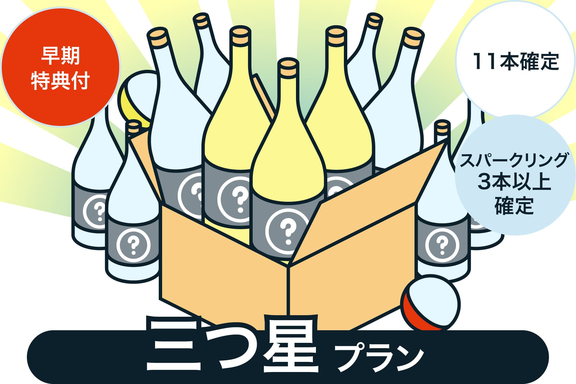 【早期特典付き】最大25%OFF！酒ガチャスパークリング【三つ星】プラン
